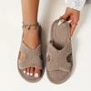 Elegant Women's Striped Slippers - Soft, Comfortable Fabric with Rubber Sole for All Seasons