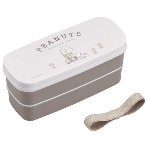 OSK PEANUTS EVERYDAY Snoopy Bento Box, 2-Tier Lunch Box with Chopsticks, Dividers, and Lunch Belt, 640ml Capacity, Made In Japan, Dishwasher and Micro