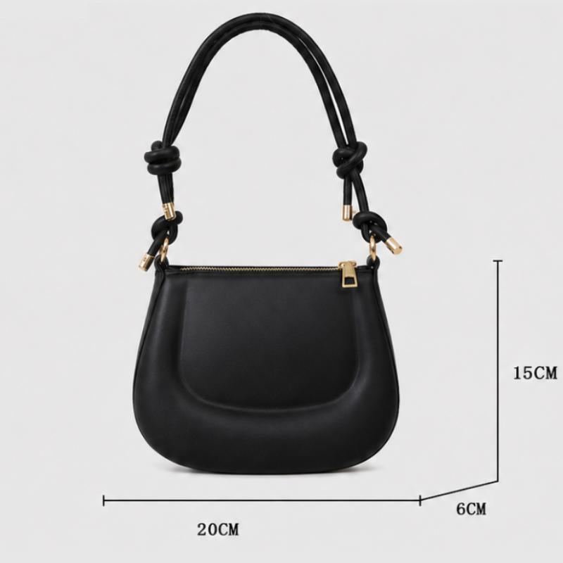 PU Small Shoulder Bag With Zipper, Solid Color Crossbody Underarm Handbag For Women, Knot Strap, Daily Casual Travel Purse With Phone Storage