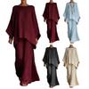 Completi da Salotto Estivi da Donna a Due Pezzi con Top Batwing a Manica Lunga Scollo a Barca e Pantaloni a Gamba Larga