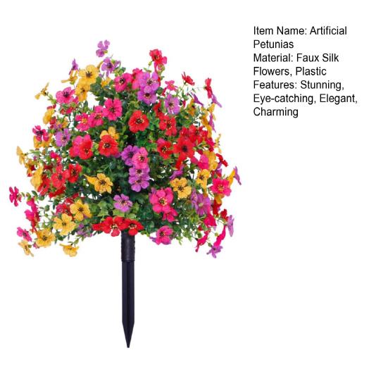 Künstliche Petunienblume für den Außenbereich 56 cm UV-beständige Fake-Büsche Kugelform Buchsbaum-Imitat Realistische Kunstblume mit Stab für Veranda Garten Hof