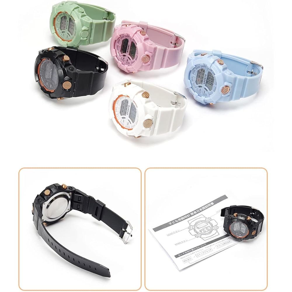 Goodyshop Kids Digital Waterproof Multi-Function Watch 5 Colors for Boys and Girls GD-KIDSCLO-BK