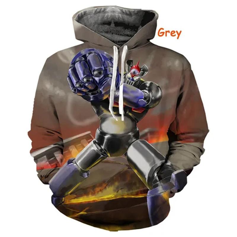 Męskie bluzy z kapturem Mazinger Z Anime Robot 3D Print Mężczyźni Kobiety Moda Bluzy Oversized Hoodie Harajuku Dzieci Swetry Dres