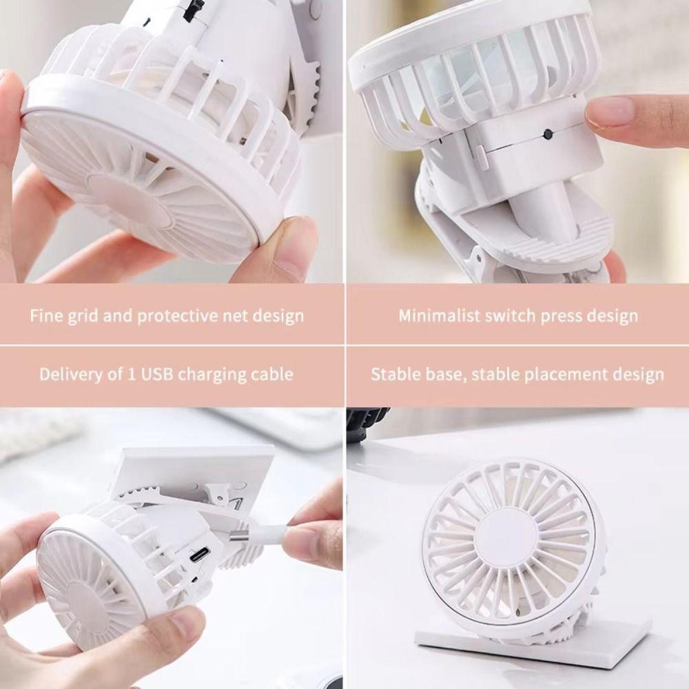 3 Gears Portable Solar Fan Adjustable Small Air Cooler Convenient Clip On Mini Fan Travel