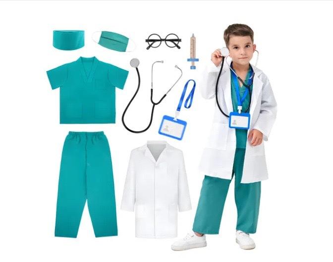 Children Doctor Role Play Set White Coat Nurse Costume Dress Up Pretend Play Toy