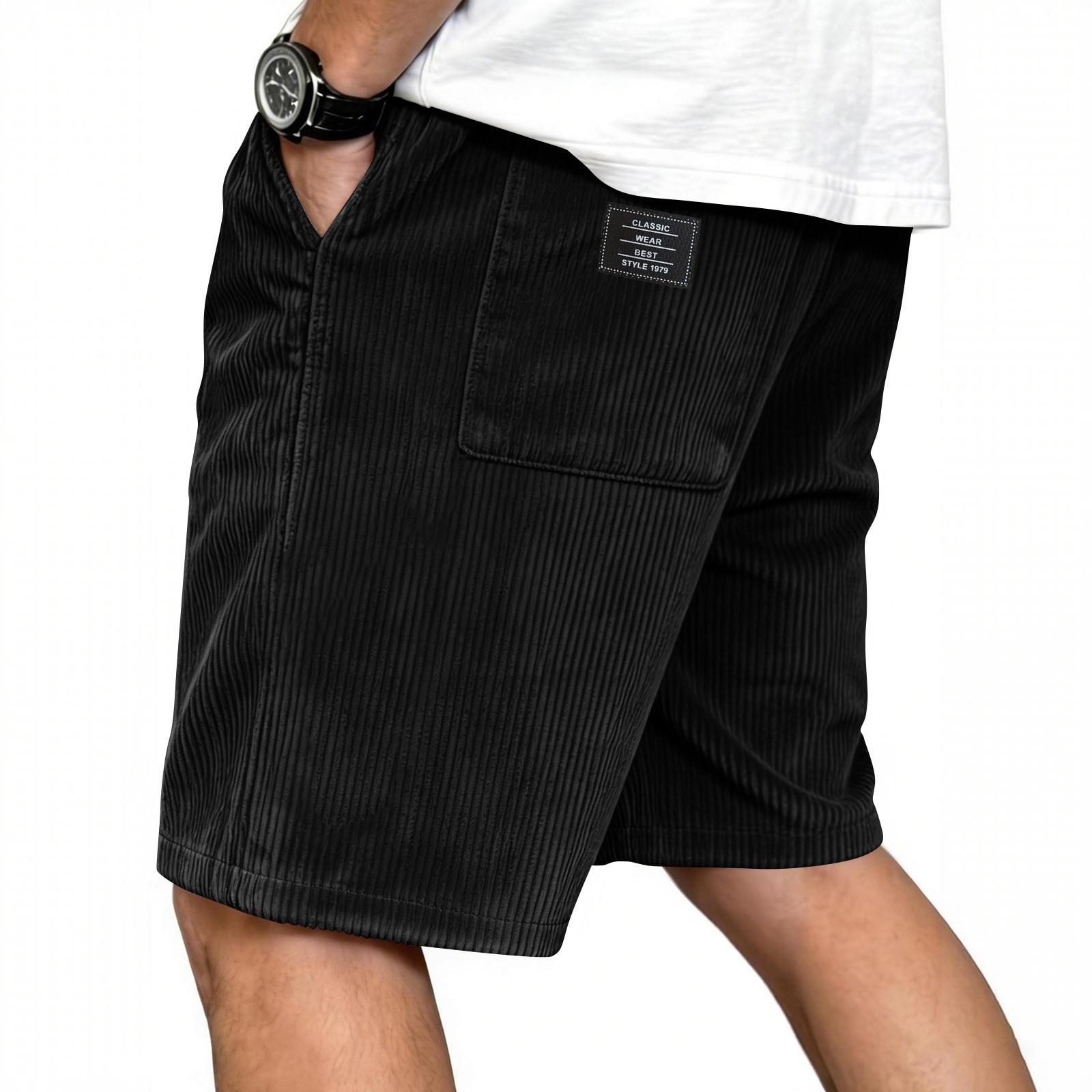 Viper Heren Corduroy Shorts met Trekkoord Casual Relaxte Pasvorm Elastische Tailleband vaderdag cadeaus mijn bestellingen Lichtgewicht Ademend Zomerkleding XL zwart