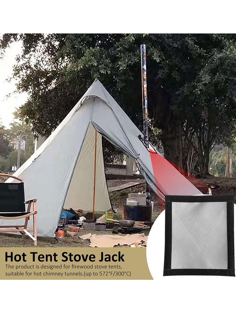 DIY Hot Tent Stove Jack Flame-Retardant Stove Jack Kit Tent Chimney Furnace Pipe Window Fireproof Pad for Firewood Stove Tents