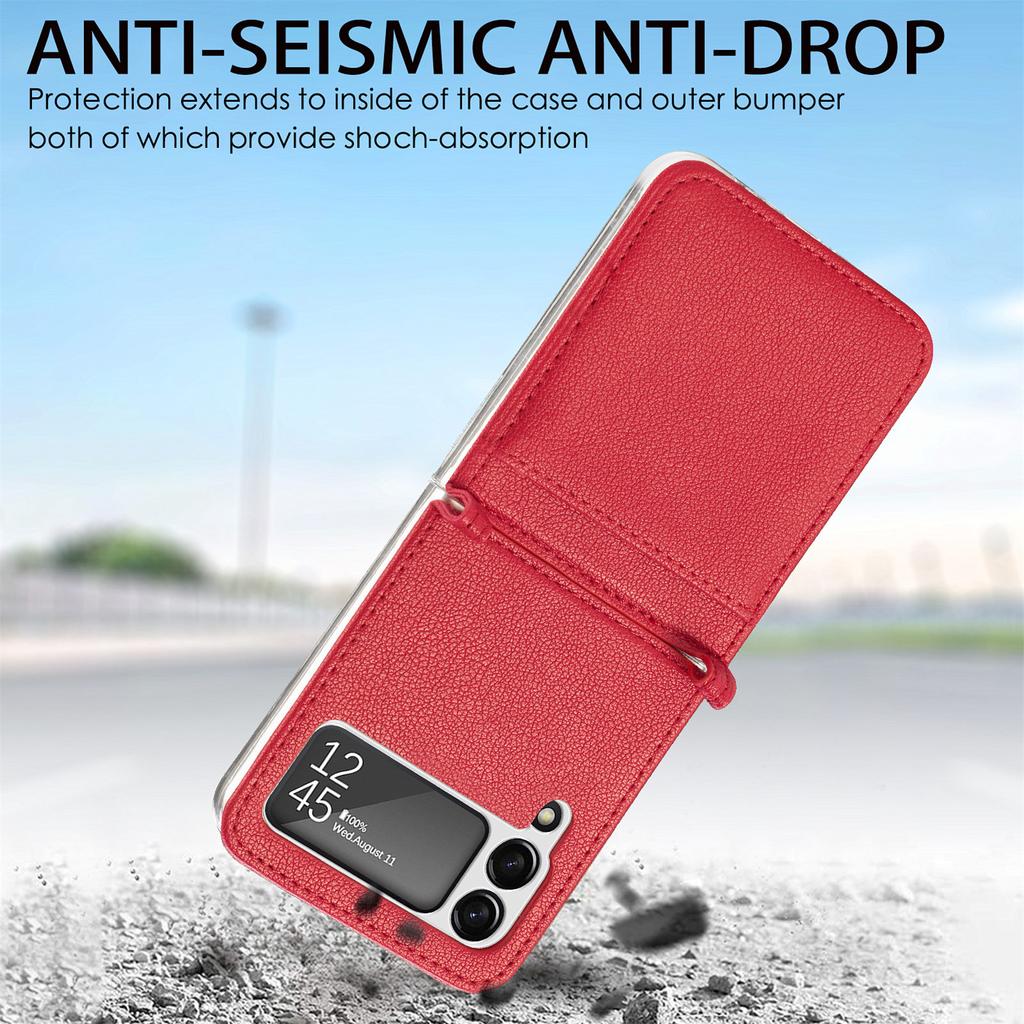 Schlanke Mode-Kartensteckplatz-Handyhülle für Samsung Galaxy Z Flip 4 5g Flip4 Flip 3 Flip3 Zflip4 Leder-Handyzubehör