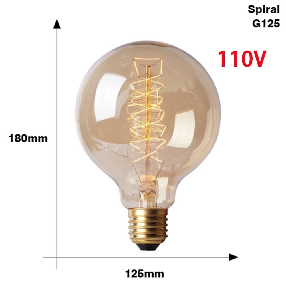 Retro Edison Bulb Lamps E27 40W 110V Bedroom Industrial Loft Vintage Light Bulb For Home Decor T45 A19 ST64 G80 G95 T10 G125 Lamp