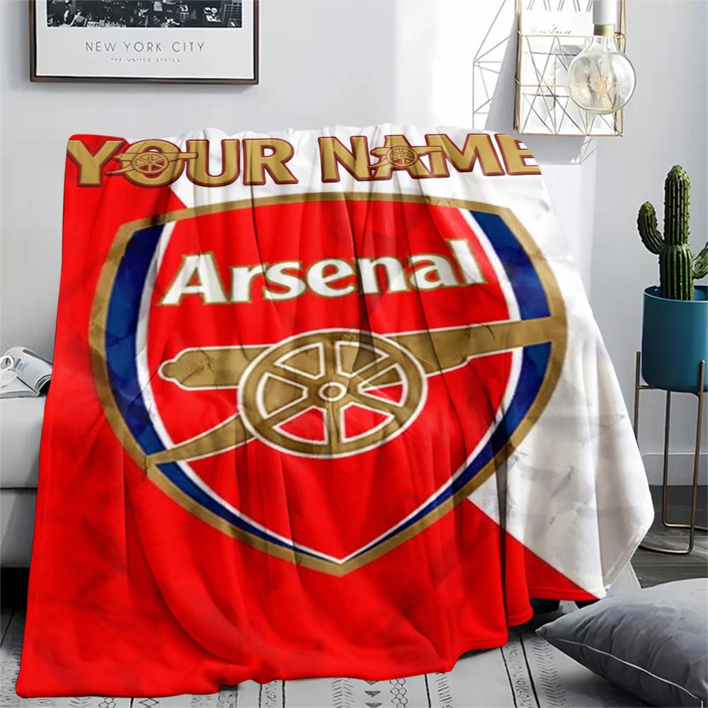 1PC Custom Name Arsenal Patterned Flannel Blanket Suitable For All Seasons for Home Decor Warmth and Comfort Gifts Holiday Present