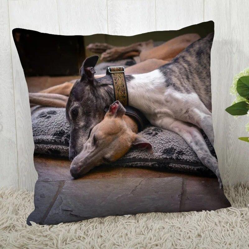Fețe de pernă personalizate cu câine ogar, pentru decorarea casei, a livingului