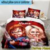 3PCS Custom Name Chucky Bedding Set Printed Duvet Cover Closure Includes 1 Duvet Cover & 2 Pillowcases for All Seasons Bedroom Decor