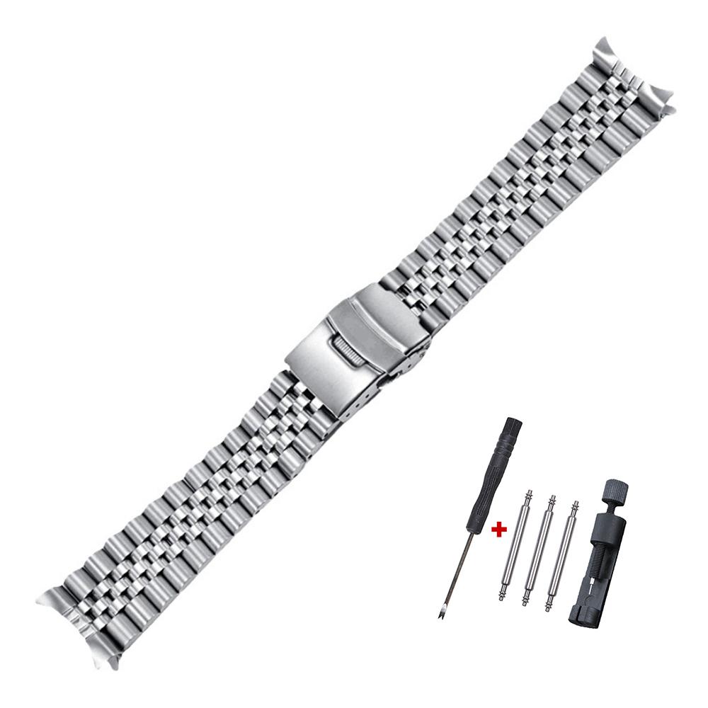 Solid Stainless Steel Watch Strap for Seiko 5 SKX009/007 for Jubilee Curved End Watch Bracelets Metal 20mm 22mm Watchband Belts