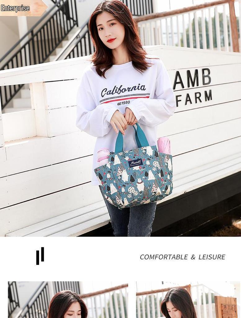 Duża płócienna torba na lunch Bento z zamkiem błyskawicznym