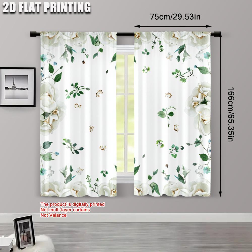 2pcs  2D plane printing Curtain Popular Wildflower Polyester (without rod) Festive Perfect for Bedroom and Various Room Types