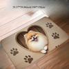 1pc Flannel Floor Mat, Outdoor Indoor Door Mat Souvenir and Holiday Gift, Cute Pomeranian Peeking Heart-Shaped Cardboard Box
