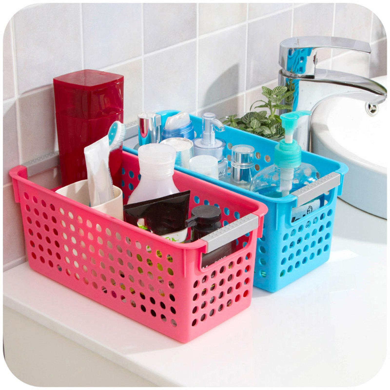 

Plastic Storage Basket Red 10L Home Organizer Container For Books Snacks Sundries Desktop Storage Pp Material червоний