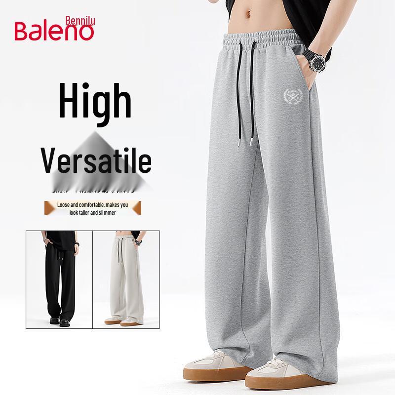 Baleno Men's Loose Fit Wide-Leg Straight-Leg Casual Pants
