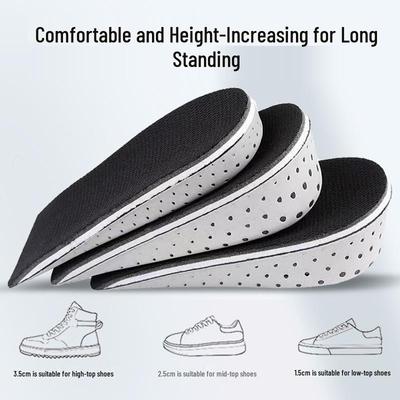 Memory Foam Invisible Height-Boosting Heel Pads, Anti-Odor Unisex Athletic Shoe Insoles, Breathable Full-Length.