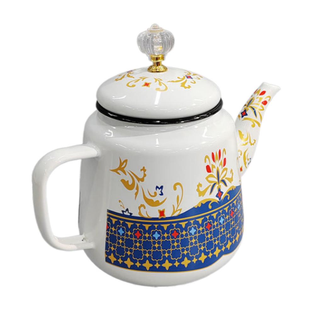 

1.4 л, Этнический эмалированный чайник, Бытовой нагреваемый кофейник, Холодный чайник большой емкости, Европейский чайник для молочного чая