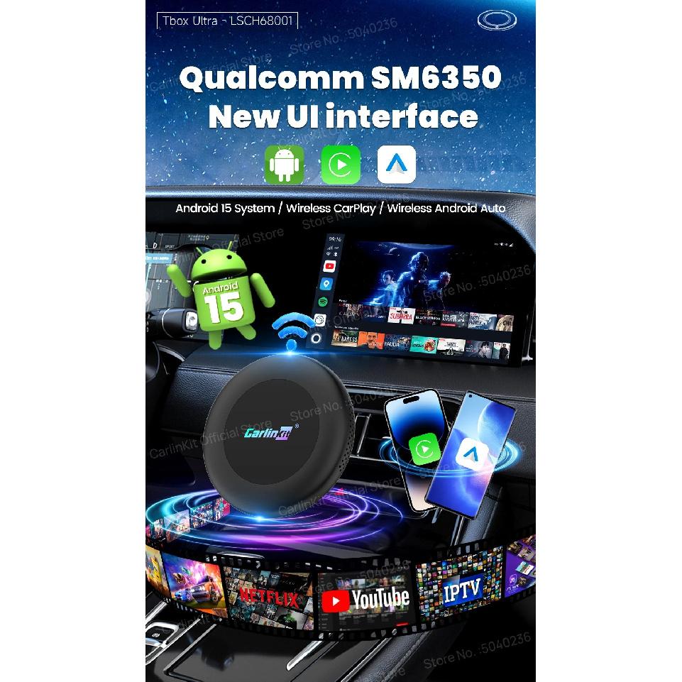 CarlinKit CarPlay Ai Box Android 15 Ultra2 SM6350 8GB+128GB Smart Android TV Box Wireless CarPlay Android Auto GPS For OEM Cars