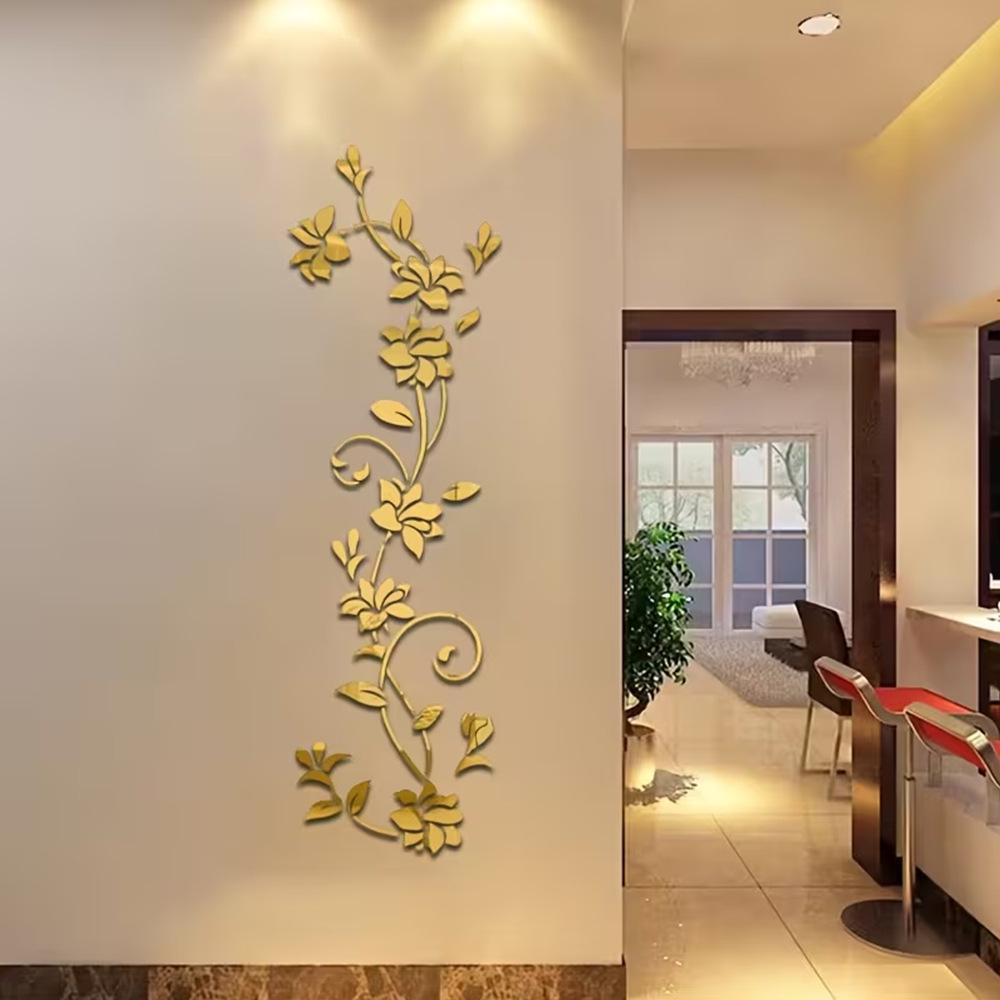 Acrylic Rose Mirror Wall Sticker for Living Room and Bedroom