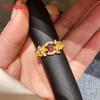 24k Gold Plated Zircon Geometric Ring With Retro Palace Style For Ladies