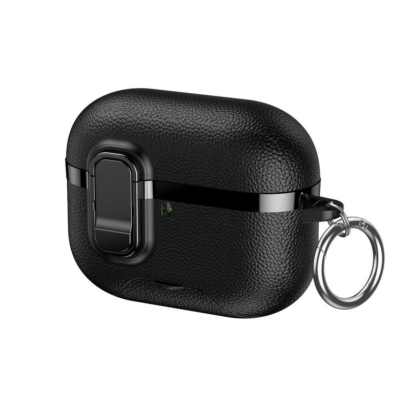 Galvanisiertes Leder-Kopfhörerhülle für AirPods 4. Generation Pro 3 2 Bluetooth-Headset-Abdeckung mit Telefonständer Schlüsselanhänger für AirPods Pro 3 2 Kopfhörer-Ladebox