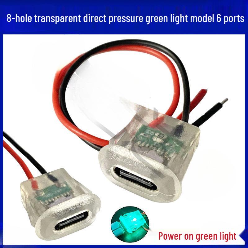 Type-C2P Transparent Green LED Desk Lamp with Oval USB-C Charging Port