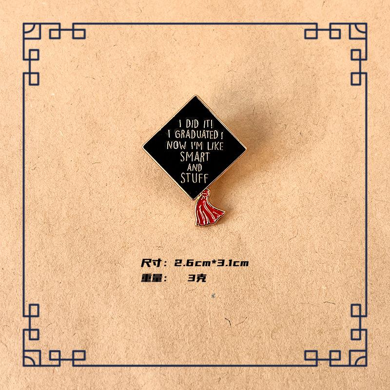 Creative Graduation Gift Metal Enamel Brooch Clip Fashion Book Hat Flower Badge Men Women Clothing Pin Fashion Jewelry Accessori