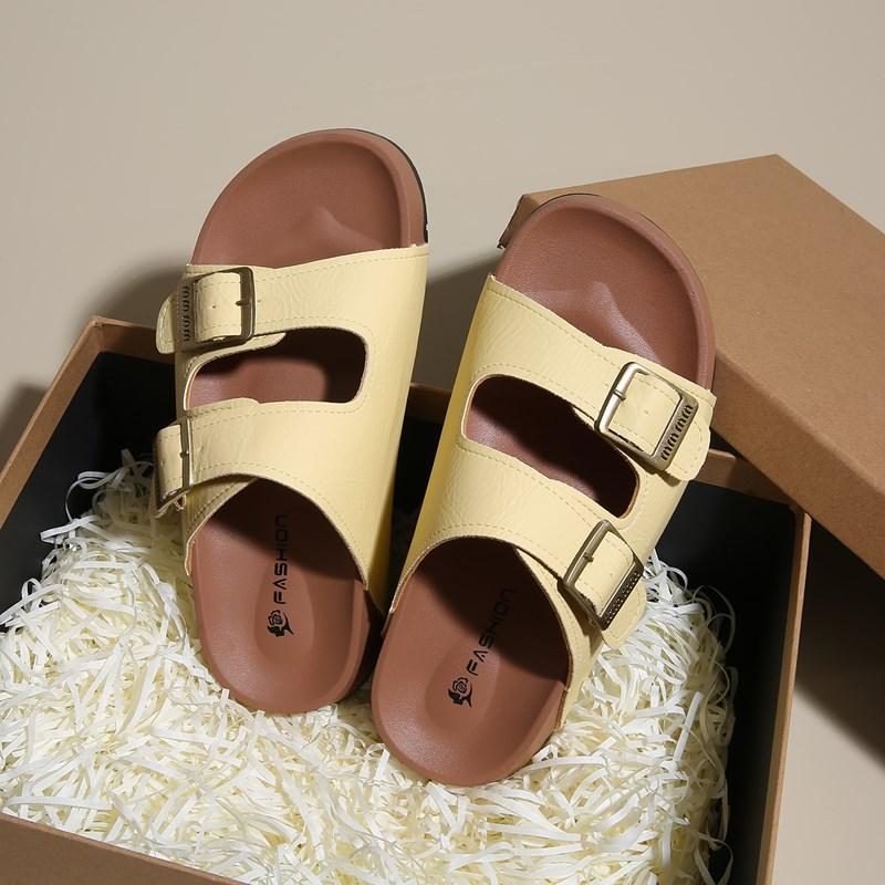 Classic Cork Sandals For Women Men Fashion Soft Thick Sole Cork Slippers Summer Beach Sandals Home Open Toe Flat Sandals