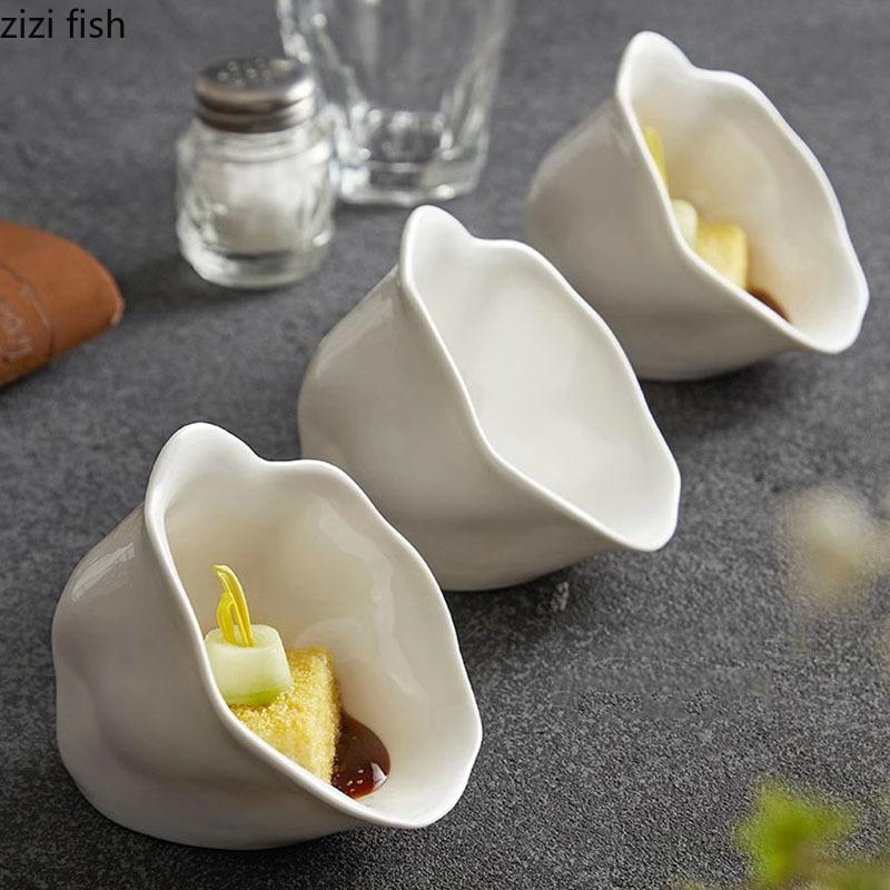 Creative Flower Shaped Ceramic Bowl Dessert Snack Bowl Dim Sum Bowl Sushi Bowls Appetizer Bowls Restaurant Specialty Tableware