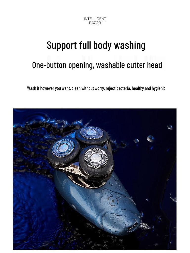 2025 Triple-Head USB Rechargeable Washable Shaver with Flip-Top & Large Capacity Battery