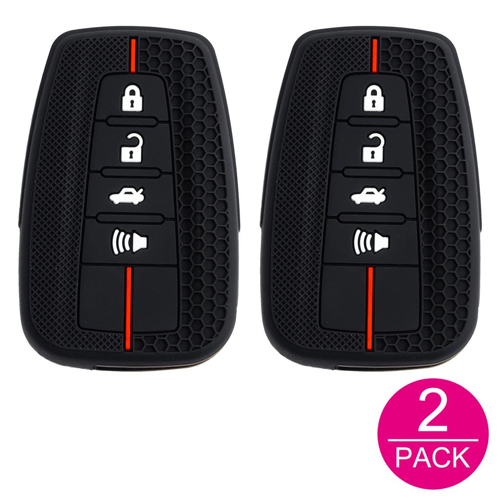 2x Silicone Car Smart Key Fob Cover Case Holder Keychain For Toyota Camry RAV4 Avalon Prius Corolla C-HR Mirai LC150 4Runner