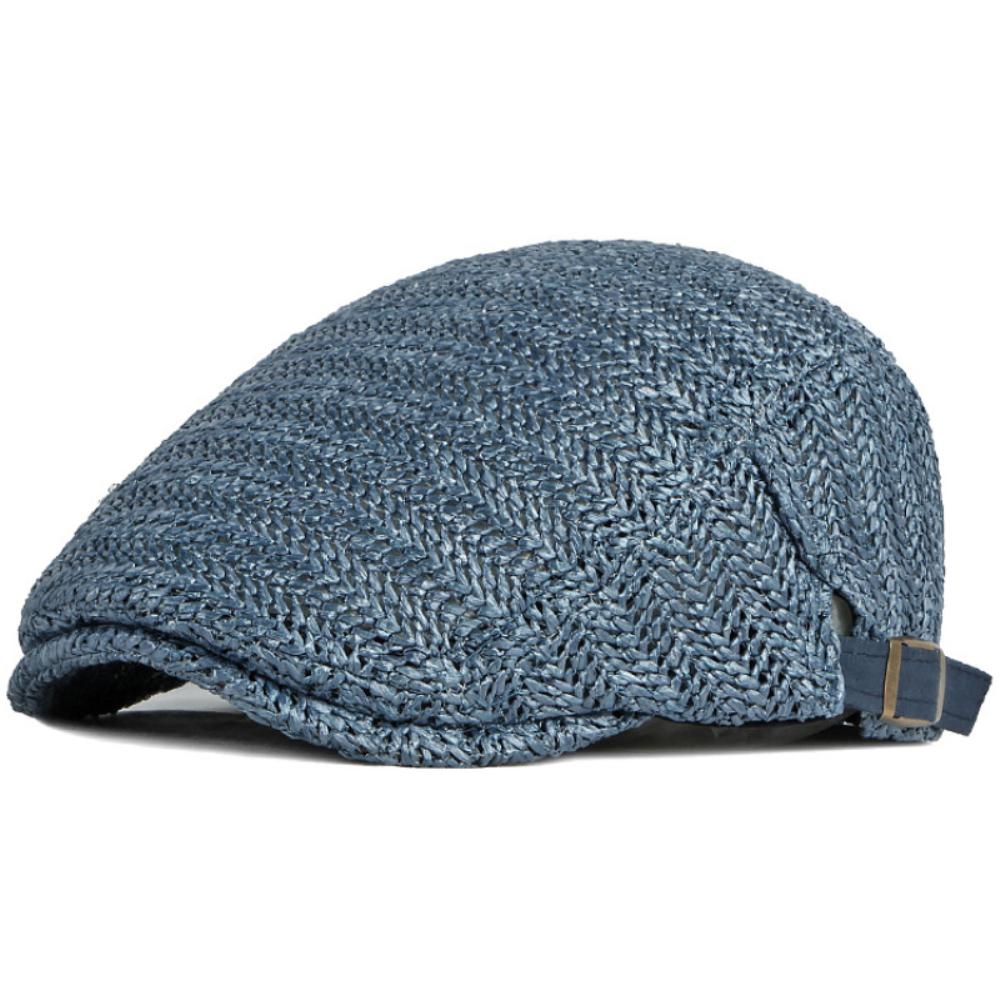 

HT4704 Berets for Men Women Breathable Straw Spring Summer Sun Hat Artist Painter Beret Hat Adjust Ivy Flat Cap Unisex Beret Cap 55-60cm Adjustable темно-синього кольору