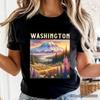 Artistic Mount Rainier Washington State T-and Kids Tshirt, National Park Tee and Pacific Northwest Souvenir