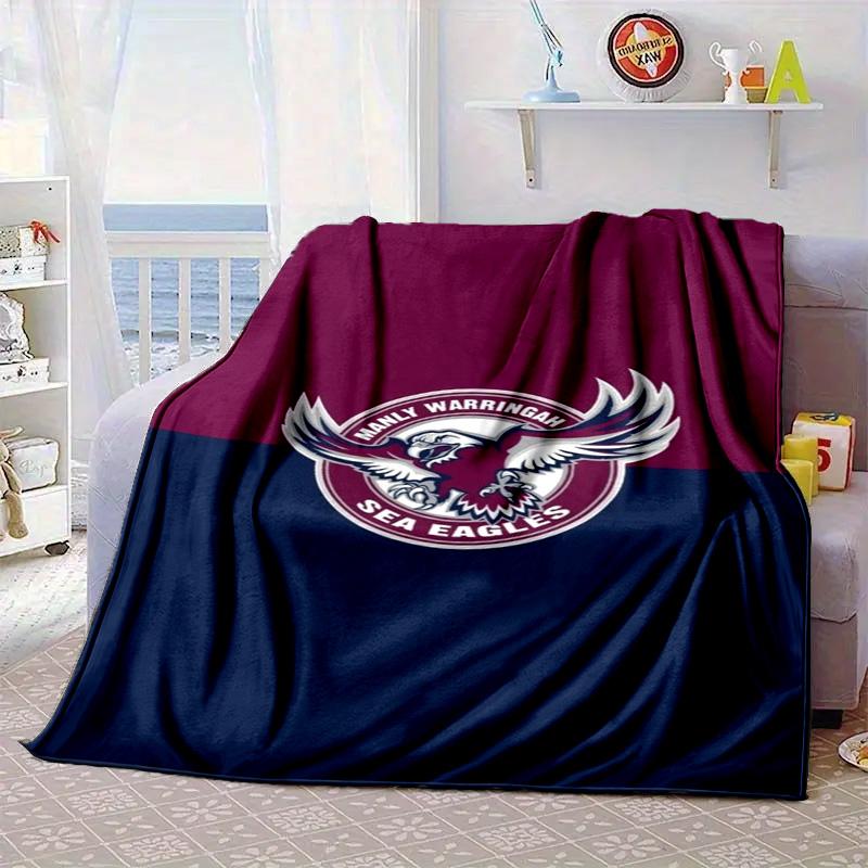 Manly Sea Eagles Crest Portable Blanket/Soft Blanket Bedding Blanket Suitable for Travel Camping Living Rooms Offices Sofas Fan Gifts