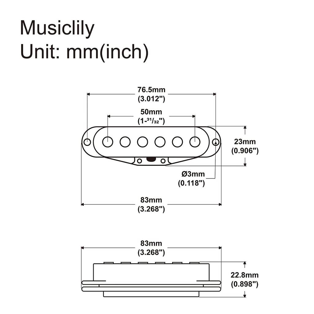Musiclily Basic 50mm Ceramic Single Pickup Neck for Stratocaster Electric Guitar, Cream
