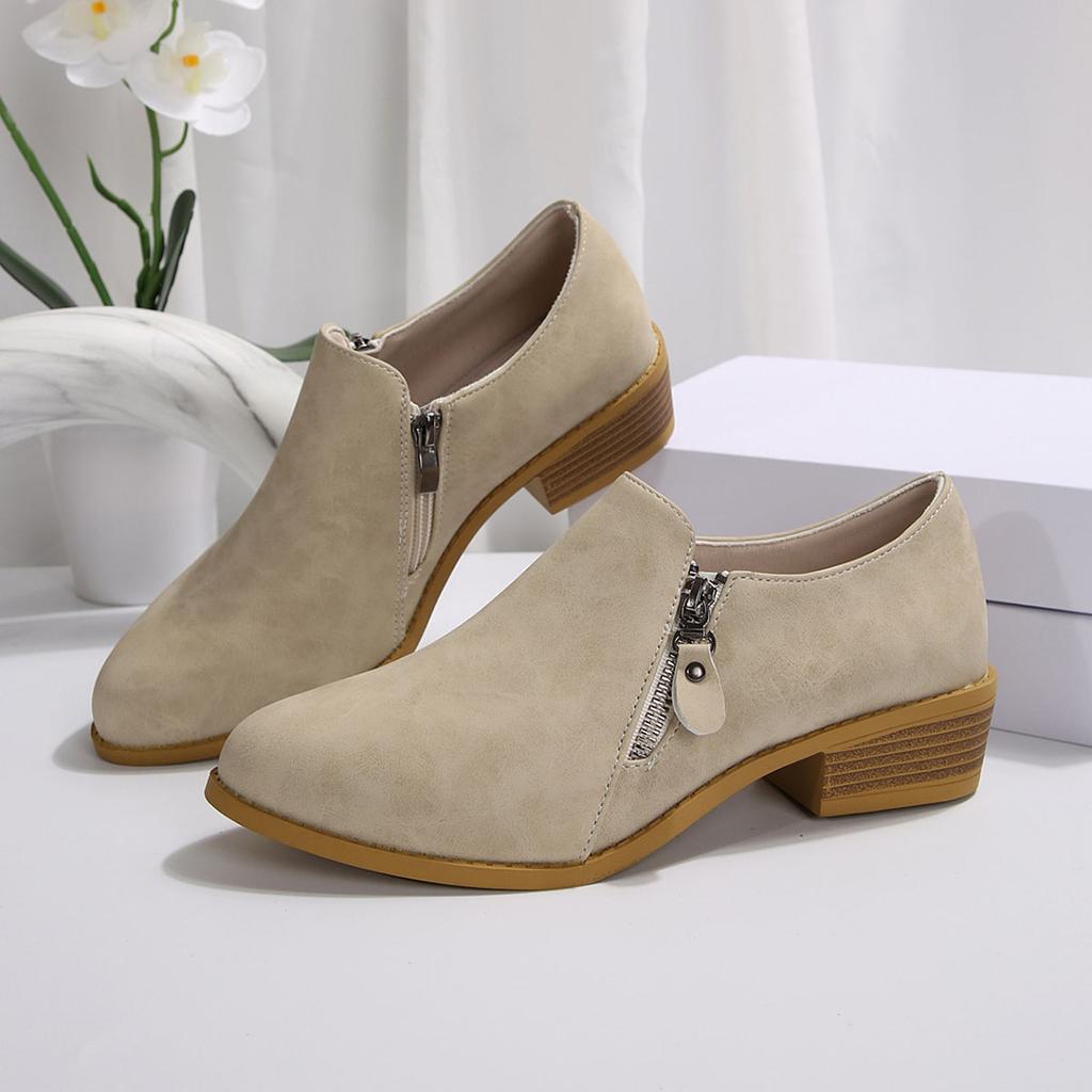 Comemore Retro British Style Ankle Boots for Women Spring Autumn New Round Head Thick Heeled Women's Shoes Casual Short Botas