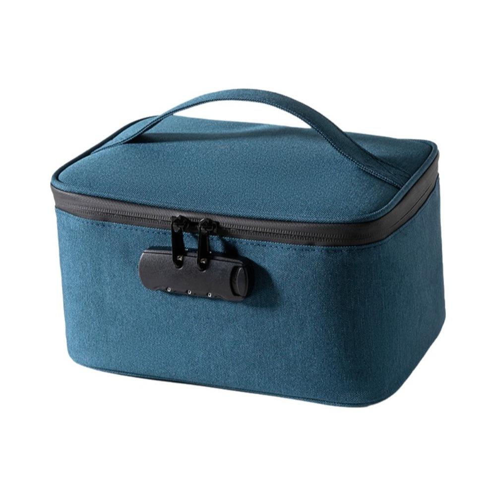 Oxford Fabric Password Lock Bag Waterproof Portable Travel Cards Organizer Large Capacity Zip Closure Combination Lock Container