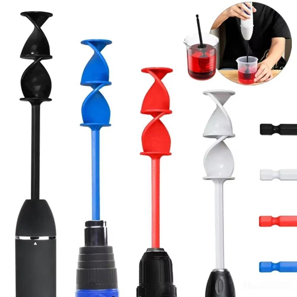 

4PCS Hex Shank Epoxy Resin Mixer Drill Attachment Resin Mixer Stirrer Durable Paint Stirring Rod чорний