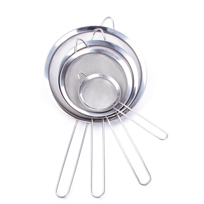 304 Stainless Steel Flour Sieve & Oil Strainer with Handle - Fine 60 Mesh Skimmer and Thickened Wide Edge Ladle
