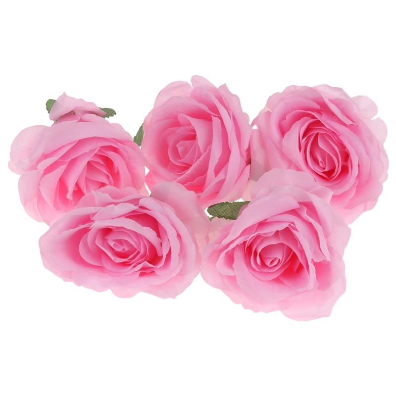 Rose Head Artificial Flowers for Decoration Compositions 5 pcs - Pink