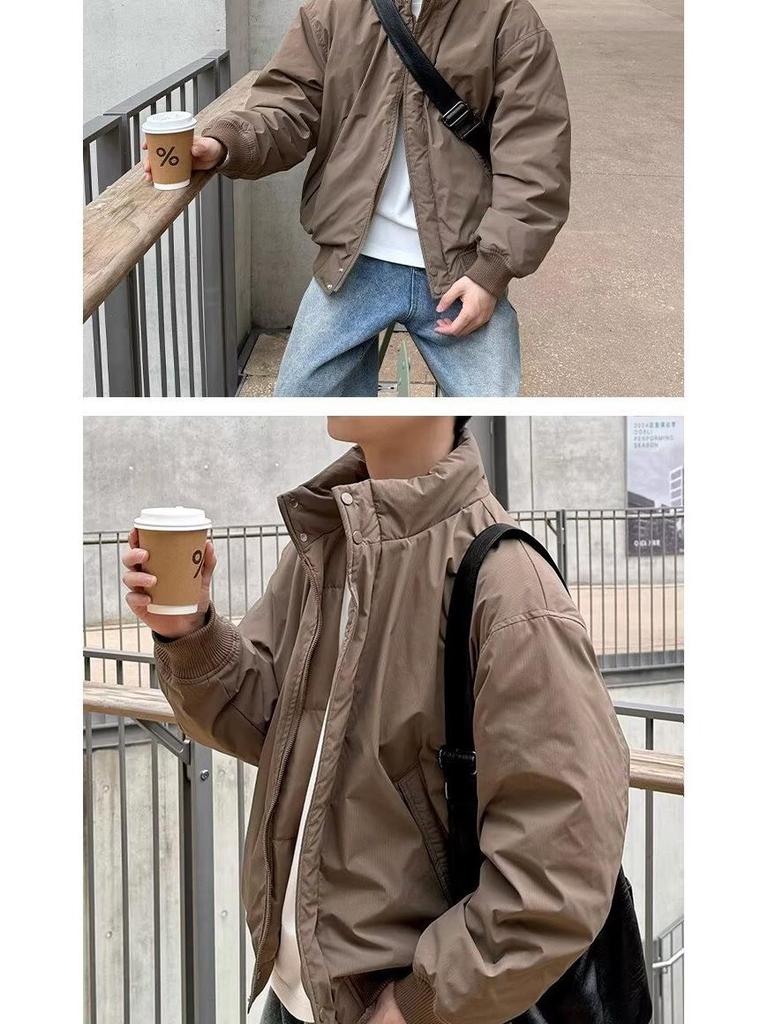 Herren Trendy Bomberjacke mit Stehkragen - Lockere Passform, Vielseitige einfarbige Freizeit-Oberbekleidung