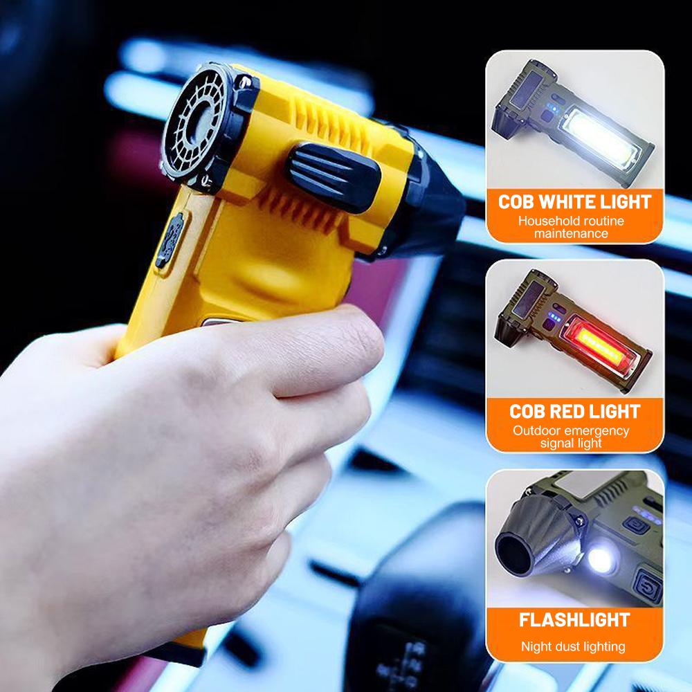 130000RPM 4in1 Violent Fan with 3 Nozzles&Sidelighting 8000mAh Wireless Air Blower Mini Turbo Jet Fan Waist Hanging Camping Fans