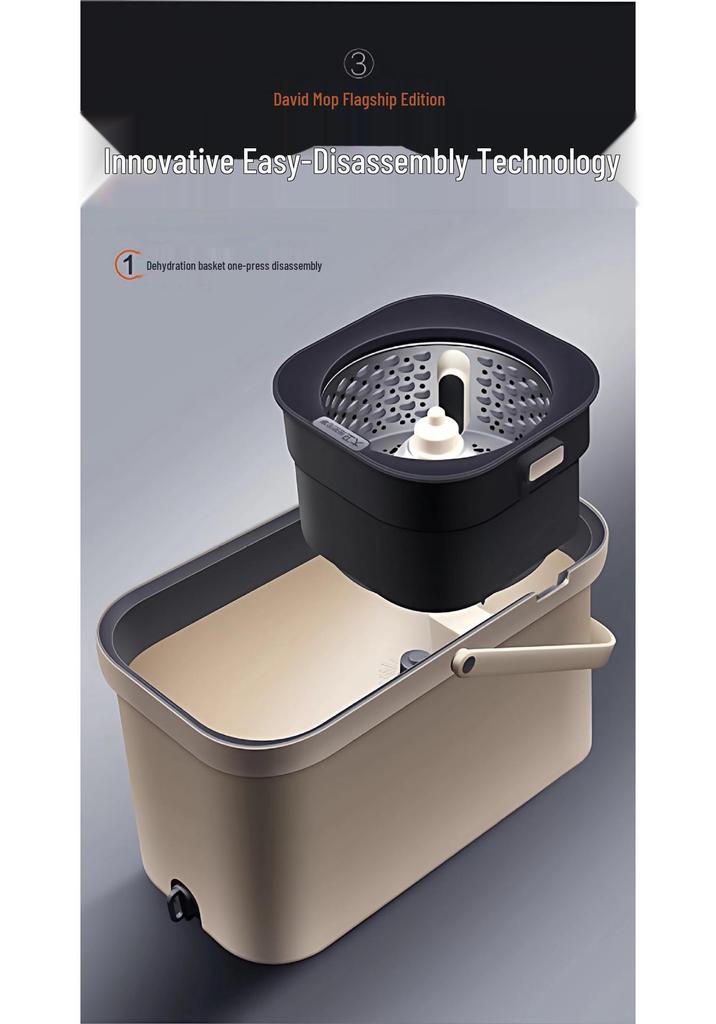 David 2026 Hands-Free Rotary Mop & Bucket - Wet/Dry Dual-Use Floor Cleaner