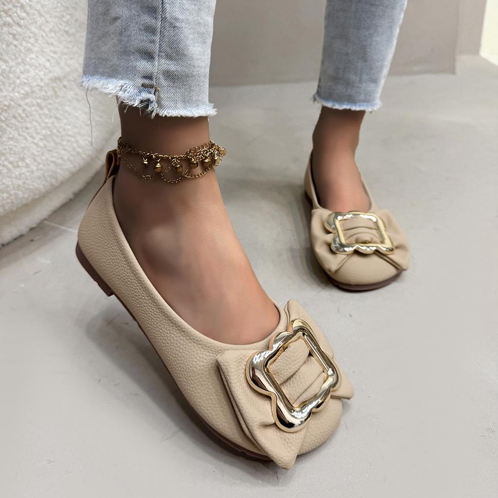 Markendesigner Ballerinas Damen Bequeme Weiche Sohle Flacher Ausschnitt Slipper Lässiger Loafer Leder Einzelne Schuhe Loafer