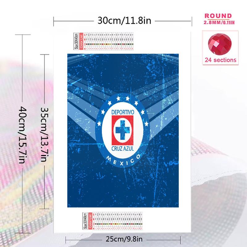 Cruz Azul Pattern 3pcs 100% Round Full Drill 5D DIY Diamond Painting Embroidery Cross Stitch Rhinestone Décor