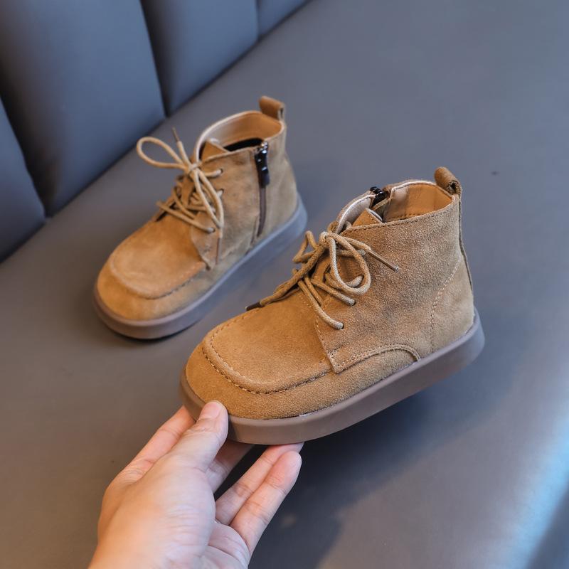 Kinder Martin Stiefel 2025 Herbst neu Britischer Stil Leder Jungenstiefel Babyschuhe Frühling und Herbst Einzelschuhe Mädchen Kurzstiefel