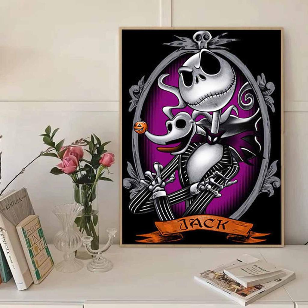 5D DIY Diamond Art Painting Kits for Adults, Skeleton Jack Full Round Crystal Diamond Kits for Beginner for Home Wall Decorate